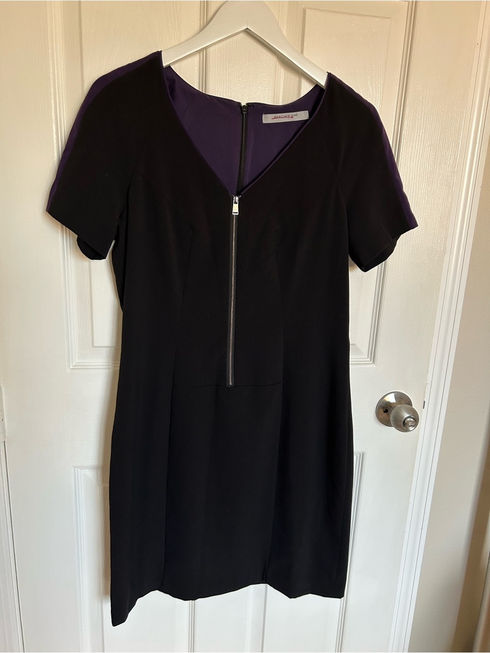 Marc New York Black Dress with Purple Lining and Front Zip